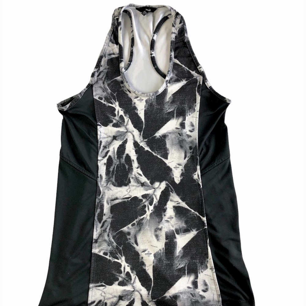 Hurley Racer back Tank Top Graphic Print Modal Black White